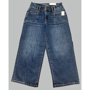 Maurices M Jeans Women’s Size 2 Wide Leg Crop Blue Denim Mid Rise Stretch NWT